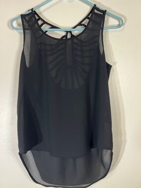 Black Sheer Strappy-Back Camisole Tank Top